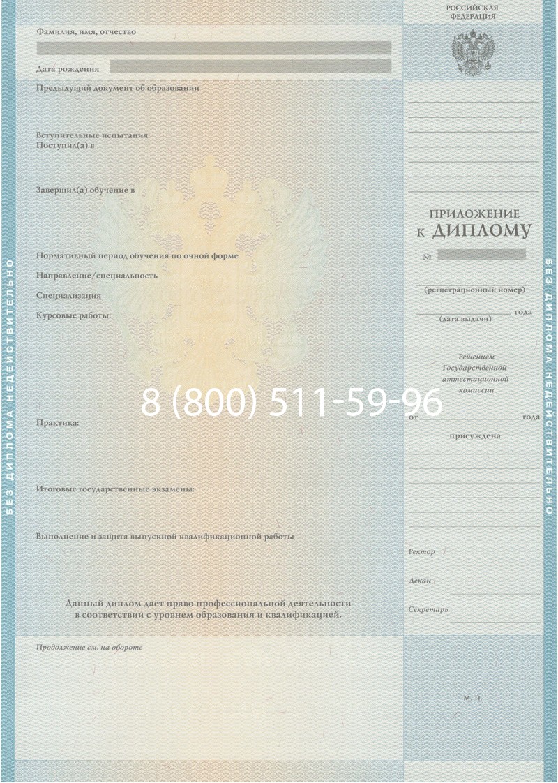 Заказать Диплом о высшем образовании 2010-2011 годов в Невинномысске